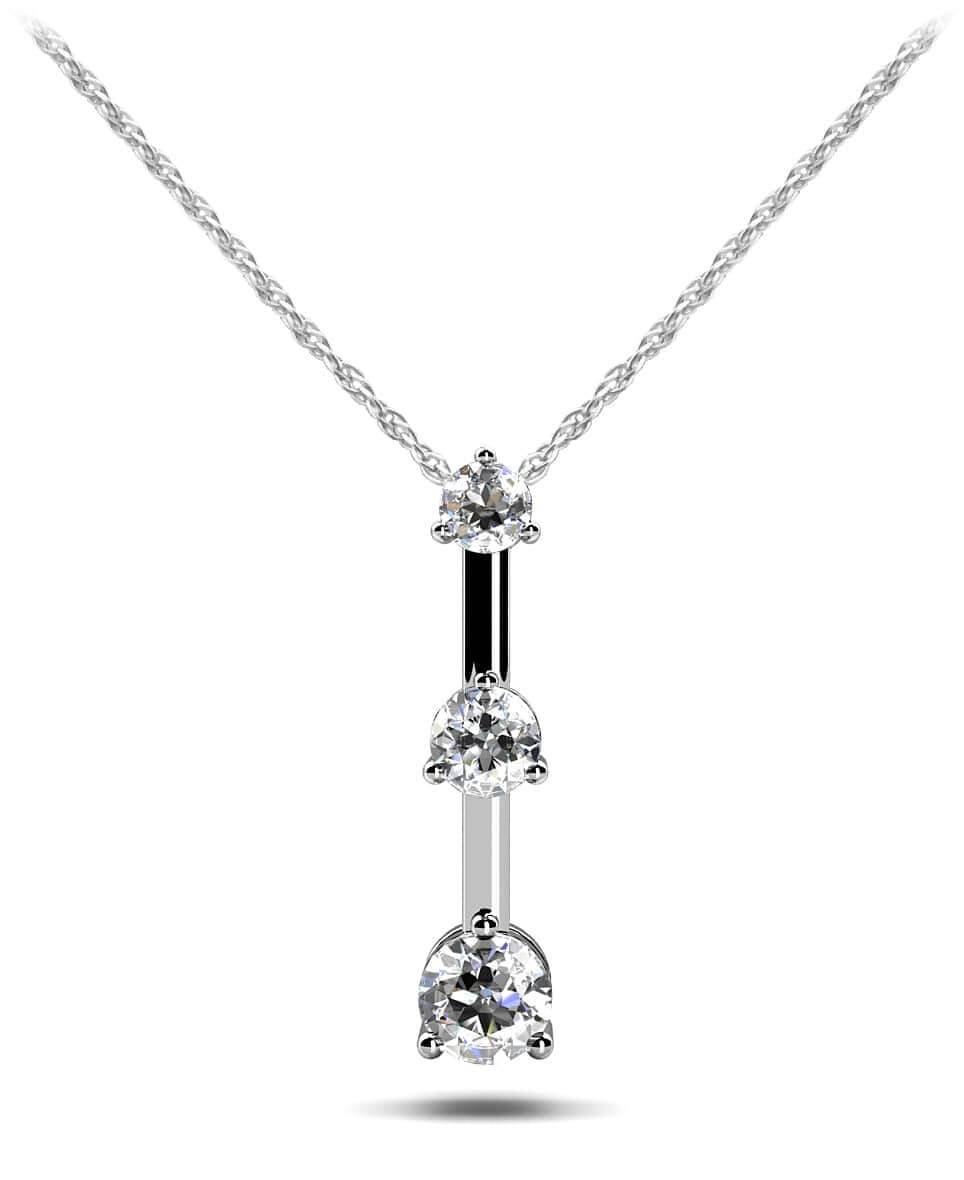Three Stone Diamond Pendant with 0.27 ct.(finished) 2.2mm, 2.8mm, 3.4mm - Luxury Time NYC